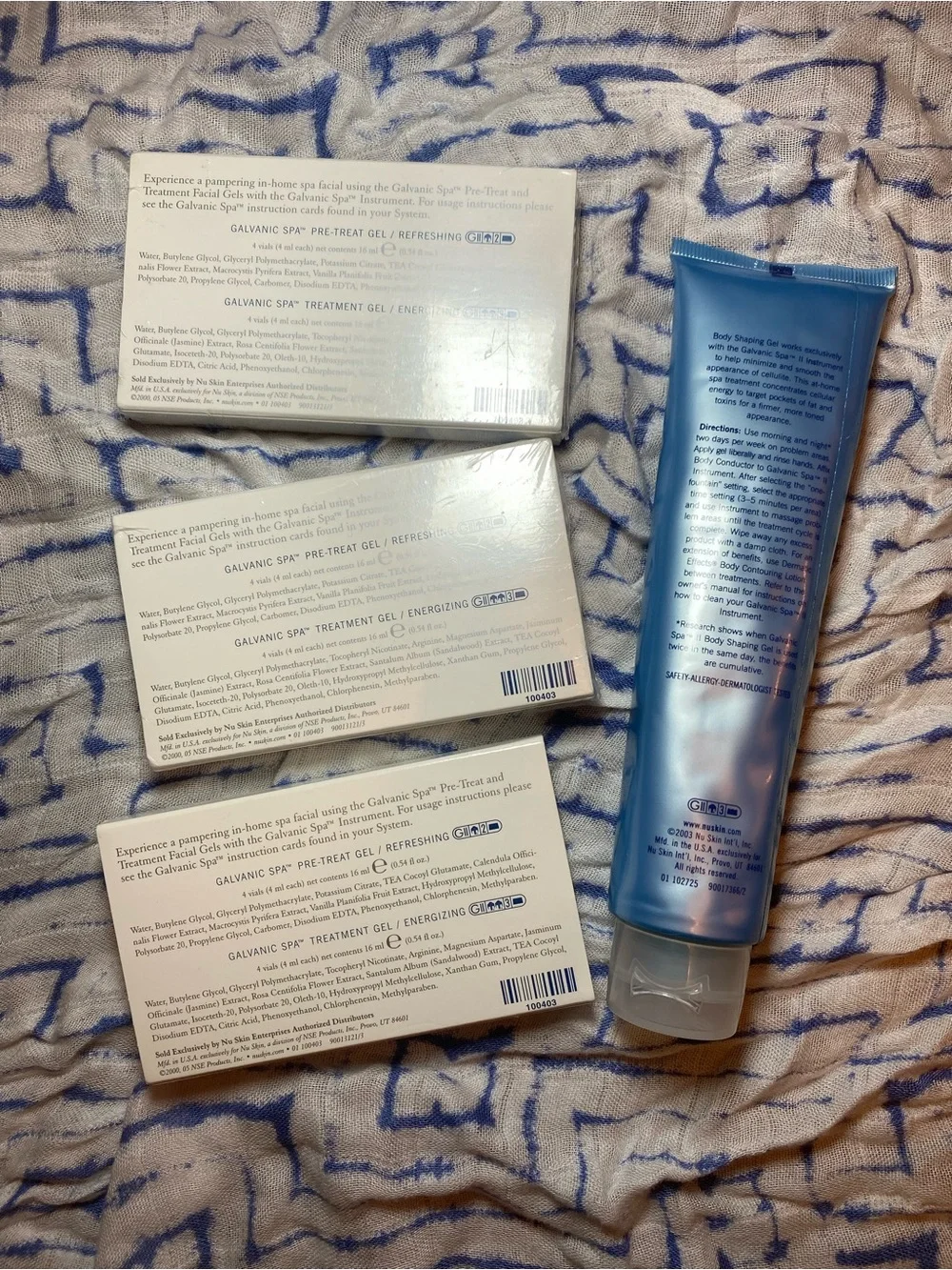 NIB NuSkin Galvanic Spa II Body Shaping Gel & Pre-Treat/Treatment Facial Gel